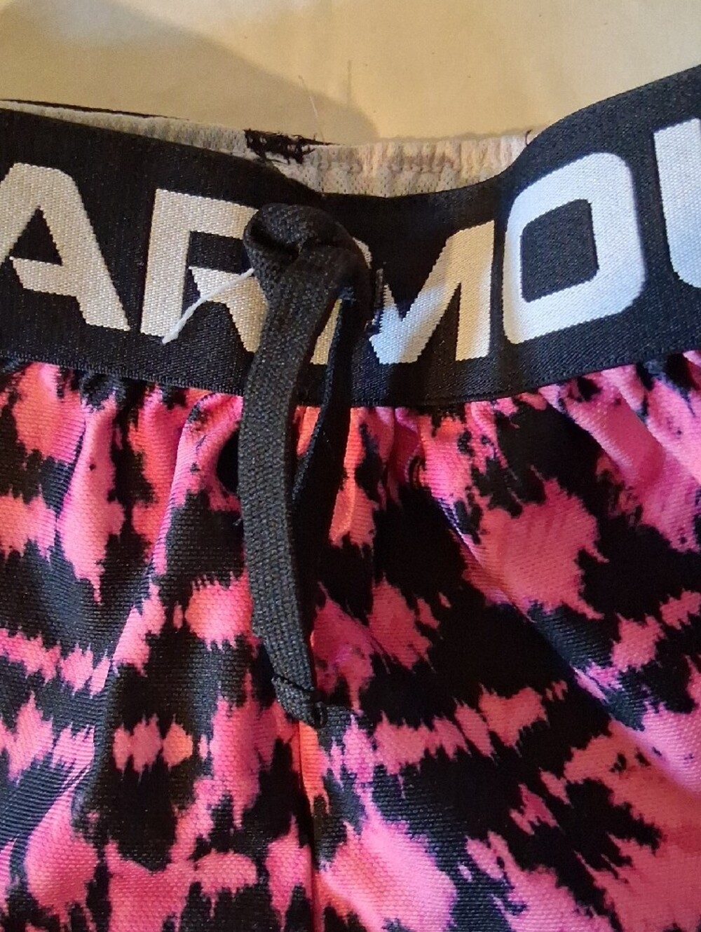 Under Armour Pink and Black Printed Women’s Athletic Shorts - Picture 2 of 8